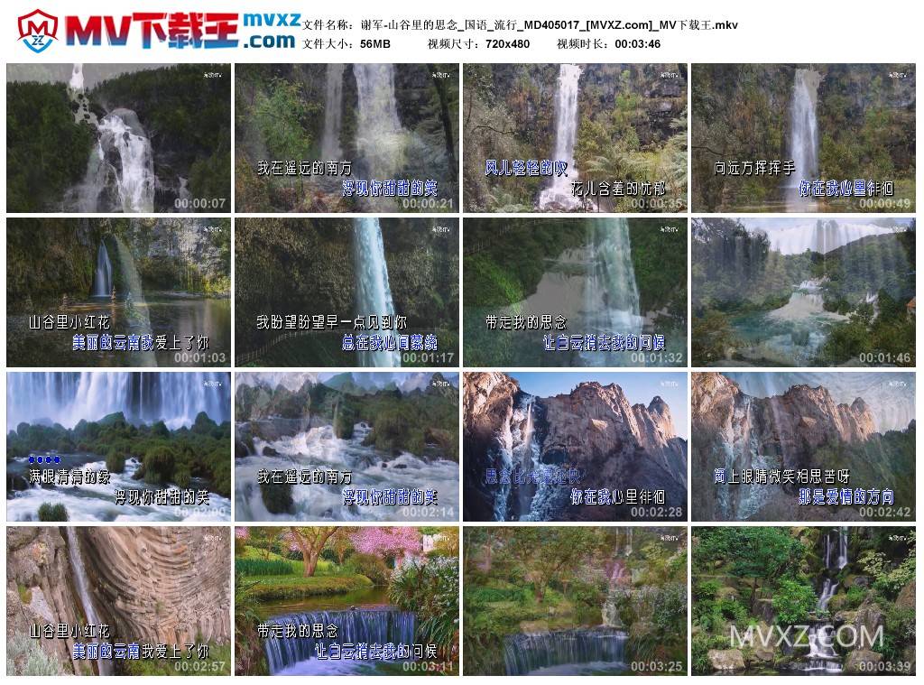谢军-山谷里的思念_国语_流行_MD405017